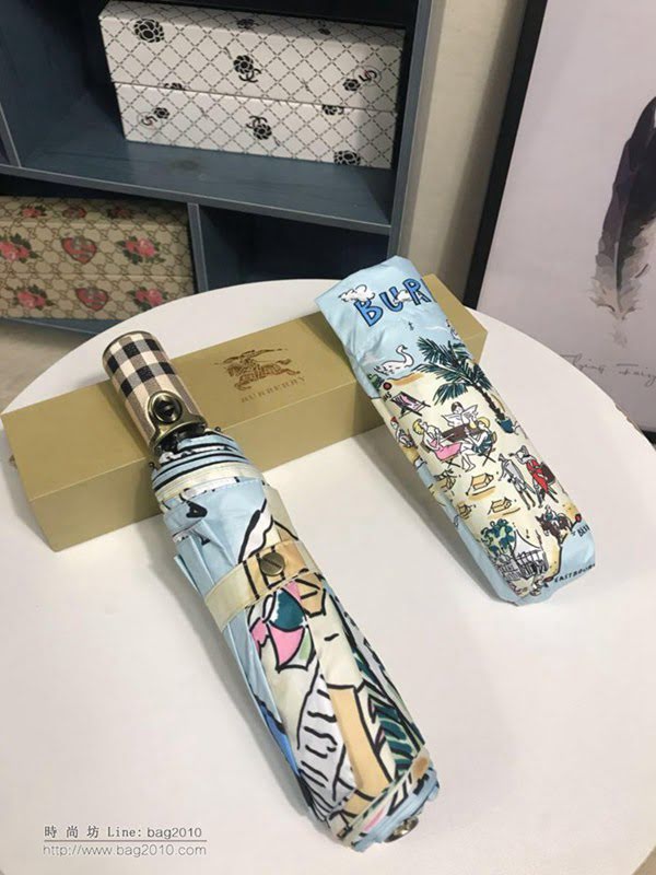 BURBERRY巴寶莉傘 專櫃夏季新款 全自動折疊晴雨傘 田園花卉圖案 防曬隔熱 防紫外線  zm1080